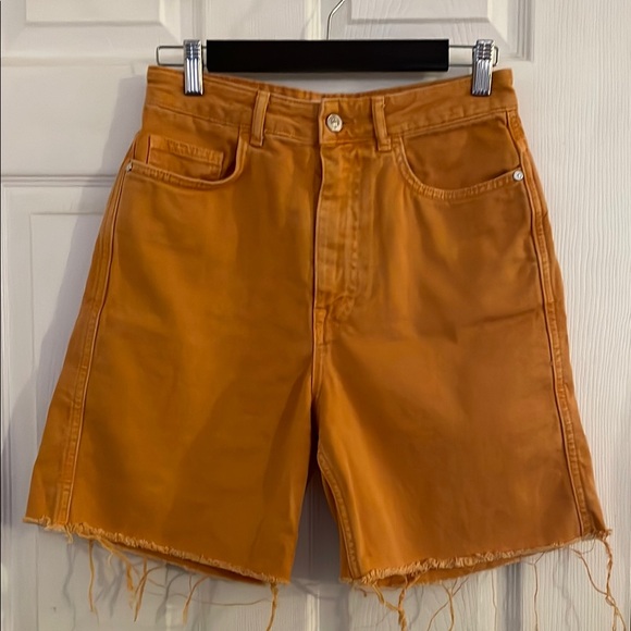 Mango - Orange Jean Bermuda Shorts - Picture 1 of 7